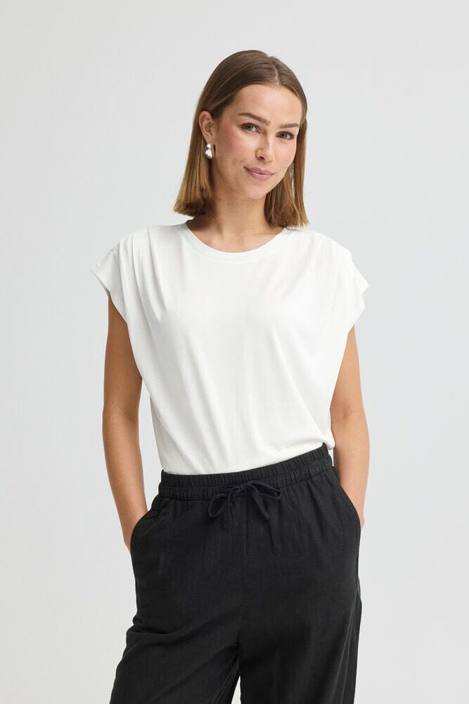 white blouse for women, white short sleeve top, women white work blouse, detailed sleeve white blouse