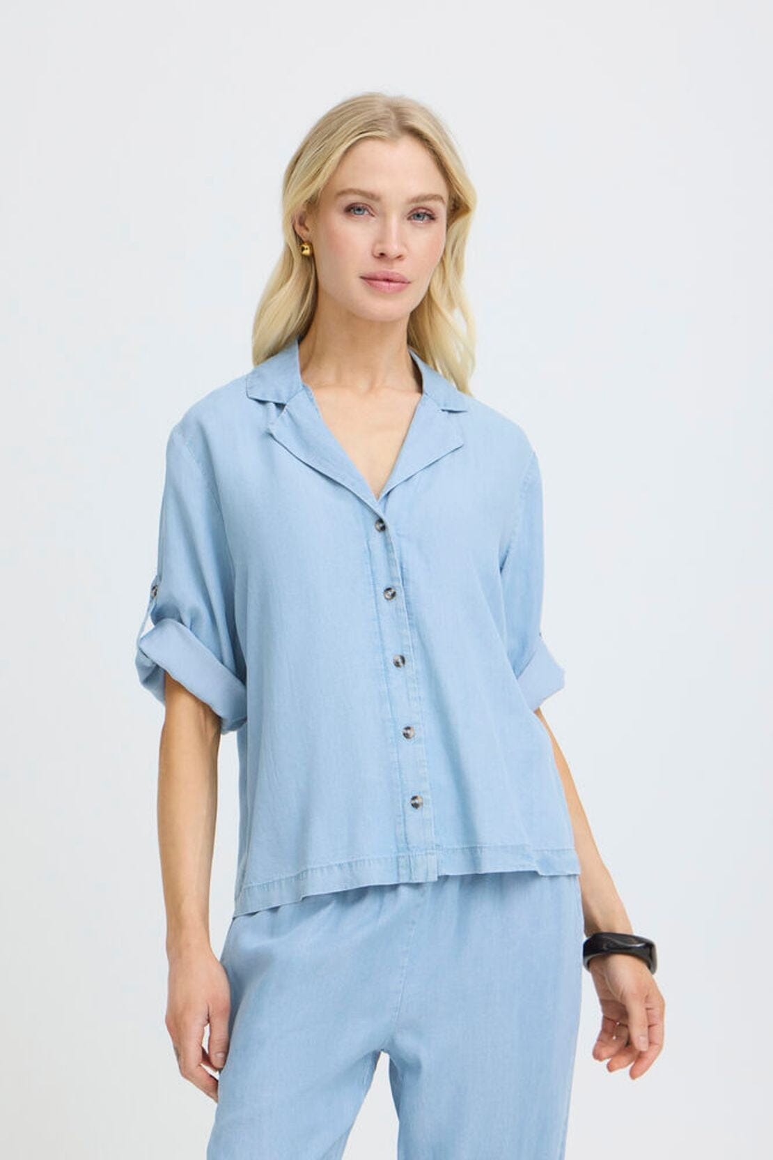 blue button down shirt women, women's collared blue shirt, classic blue button shirt women
