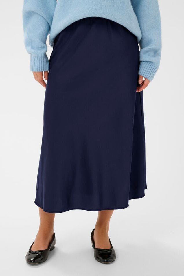navy silk skirt, navy satin skirt women, everyday silk skirt