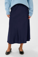 navy silk skirt, navy satin skirt women, everyday silk skirt