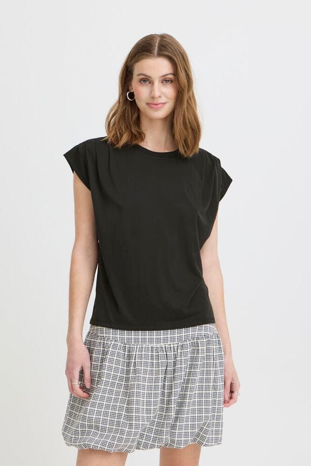DETAILED SLEEVE BLOUSE (BLACK) Top ICHI 