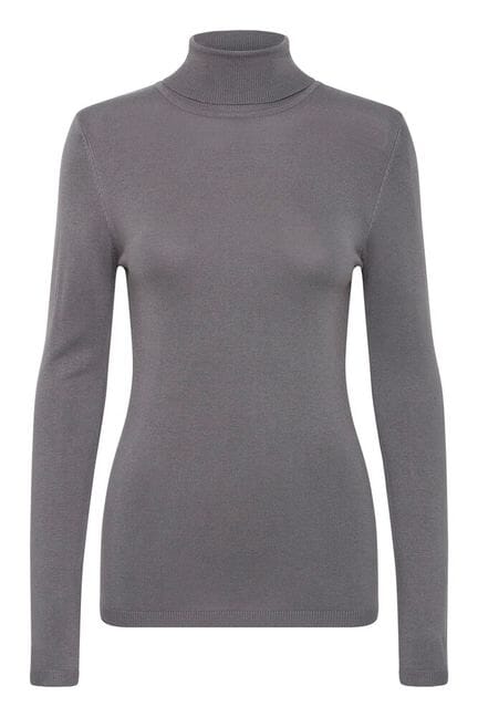 Classic grey rollover top for layering looks, ICHI 