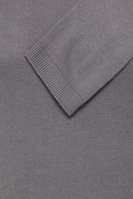 MAFA GREY ROLLOVER Top, Lightweight rollover knit in neutral grey,  ICHI 