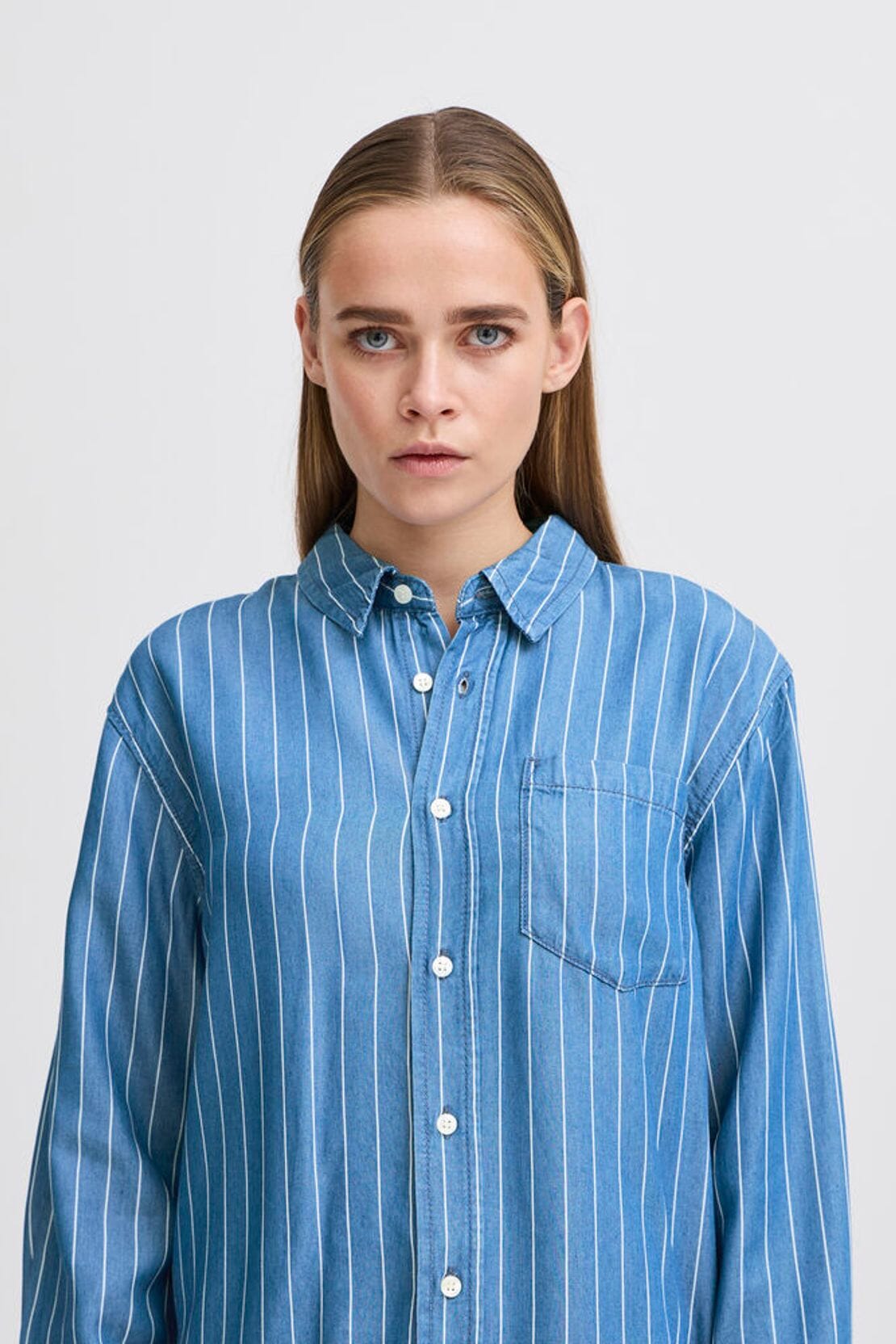 STRIPE DENIM SHIRT Top ICHI 
