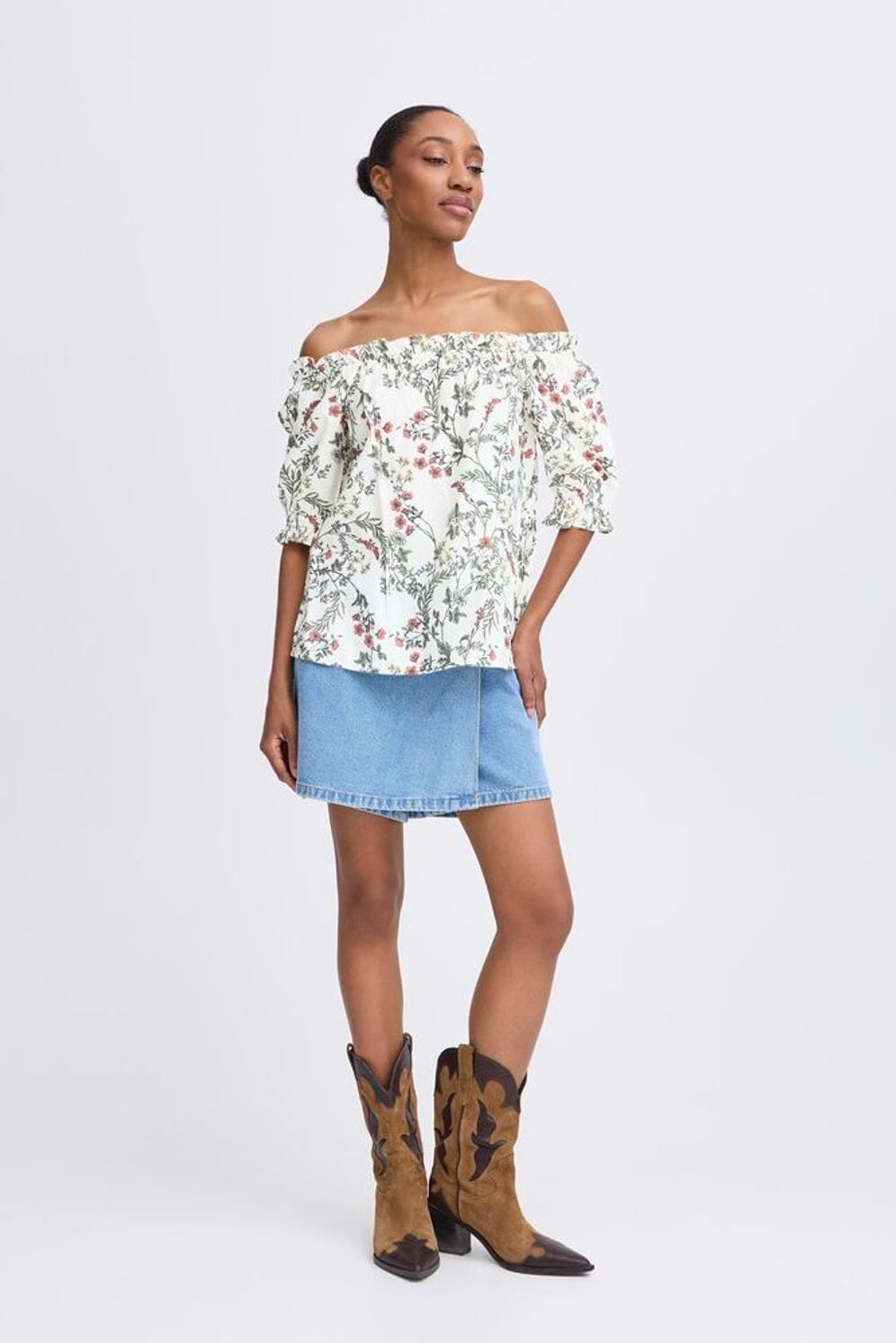OFF SHOULDER FLOWER BLOUSE Top B YOUNG 