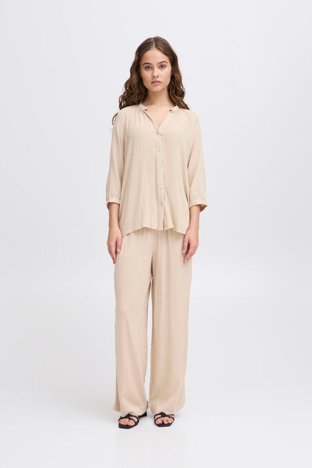 neutral flowy shirt
