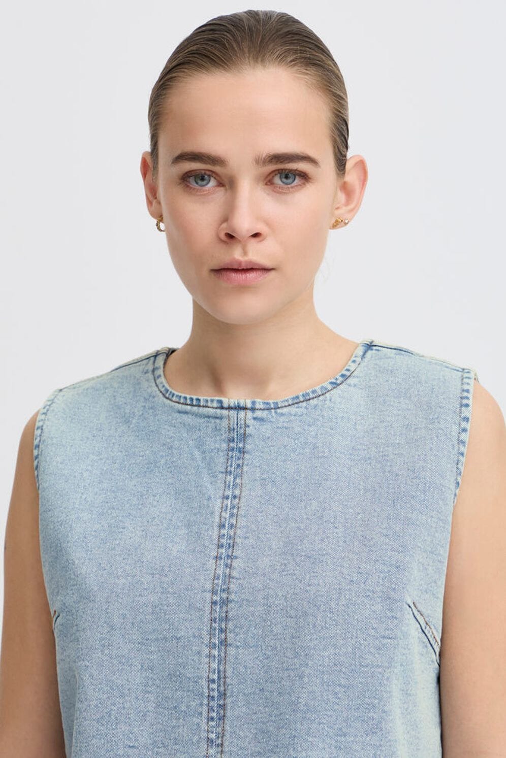 sleeveless denim top