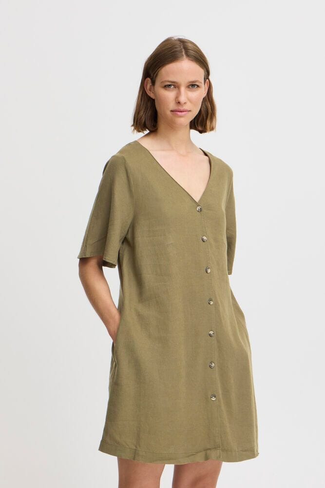 button front casual dress