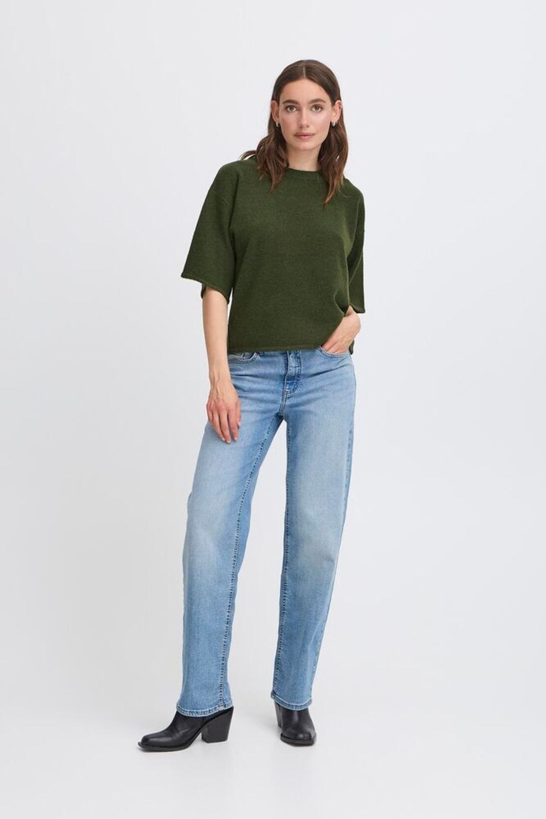 short sleeve green sweater top