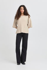 soft beige pullover outfit