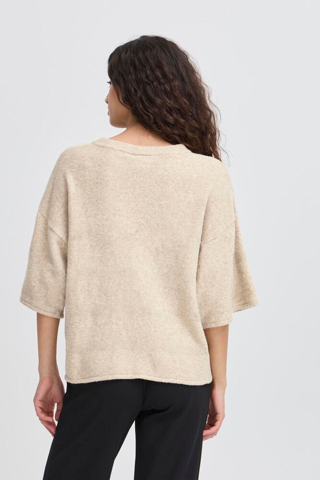 neutral oversized knit top