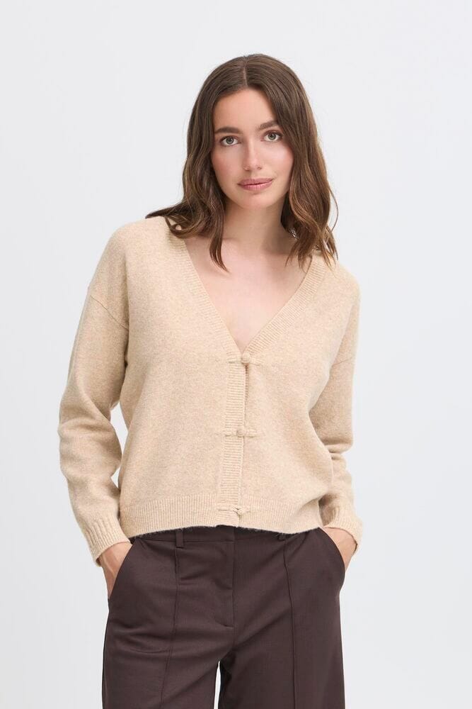 womens oatmeal knit cardigan
