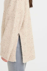 soft ribbed sweater with side slits