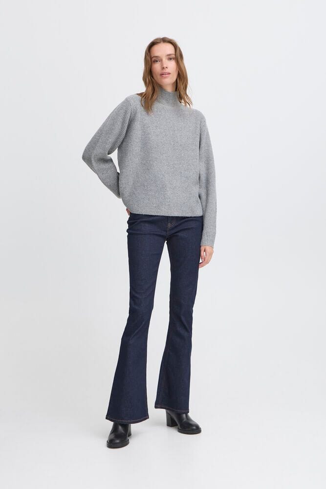 cozy grey open back knit, soft grey sweater with split back