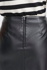 wrap front leather mini skirt