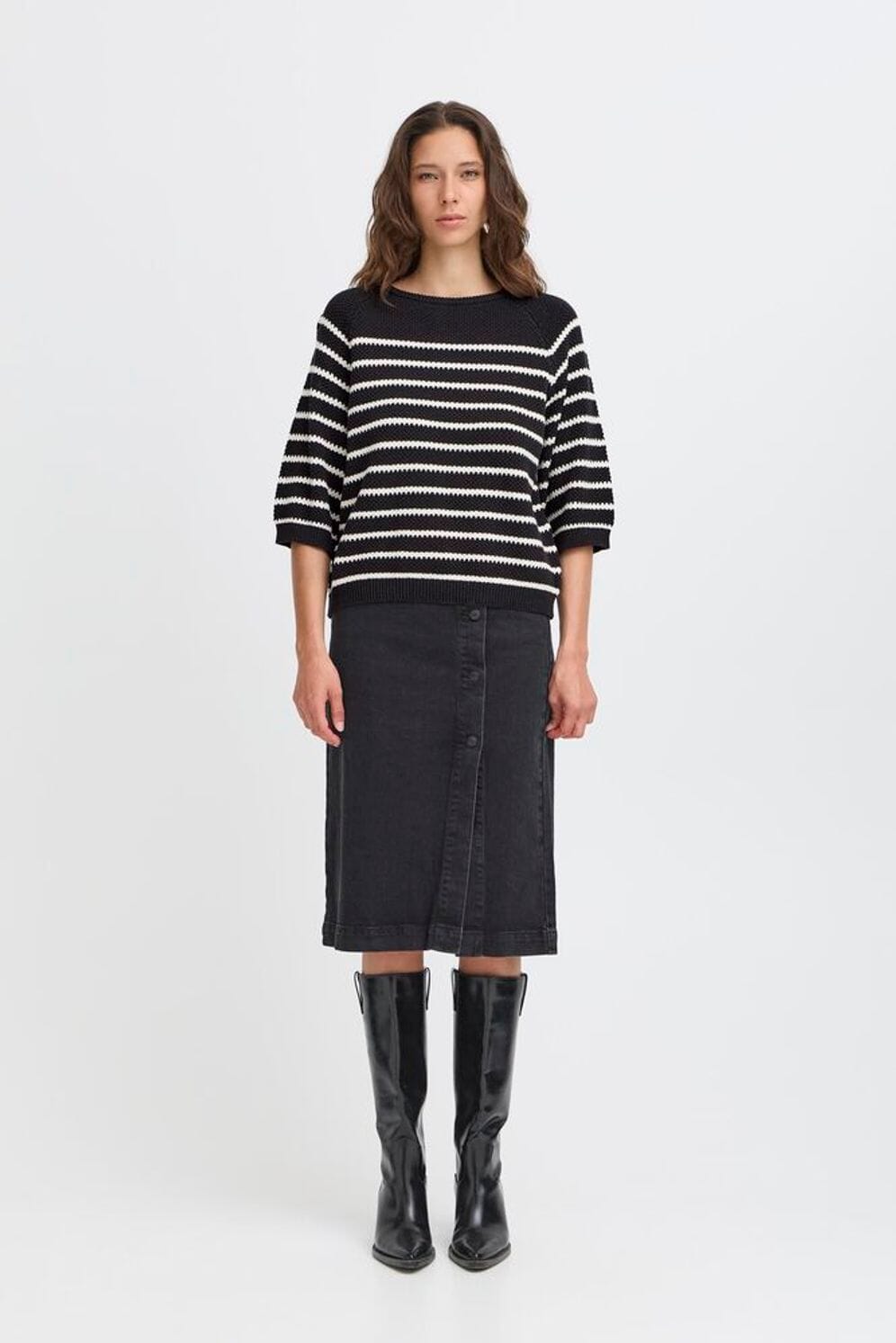 casual striped sweater outfit, B YOUNG 