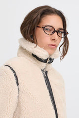 sherpa jacket with faux leather trim, B YOUNG 