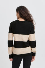 casual stripe sweater outfit, ICHI 