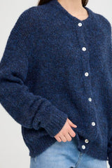 navy button front cardigan