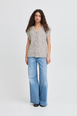 GREY KNIT VEST outfit,  ICHI 