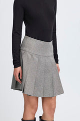 tailored pleated skirt outfit,  ICHI 
