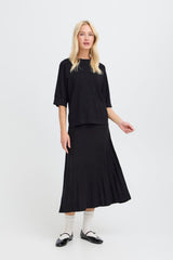 morla black knit top short sleeve , women’s fashion, B YOUNG 