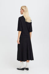 minimalist black knit shirt, versatile style, B YOUNG 