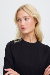 classic knitwear black short sleeve sweater, B YOUNG 