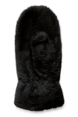 black furry mittens made of soft faux fur for winter warmth, B YOUNG 