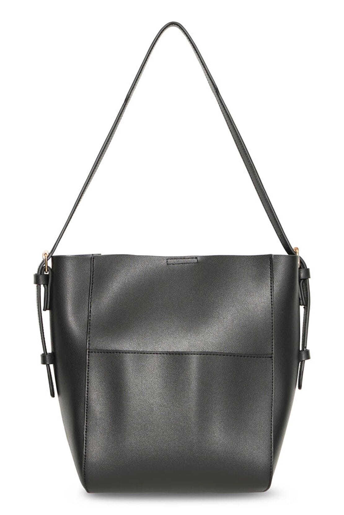 Spacious black tote bag with shoulder strap, ICHI 