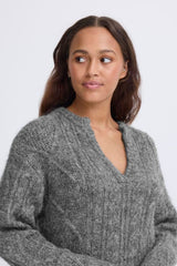 Soft grey knitwear perfect for layering and casual outfits, ICHI 