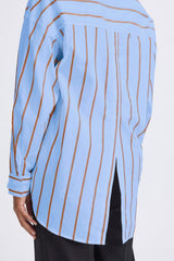 Yonder blue stripe button down with contrast vertical stripes, ICHI 
