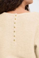 Women’s refined knit sweater with back button detail, ICHI 