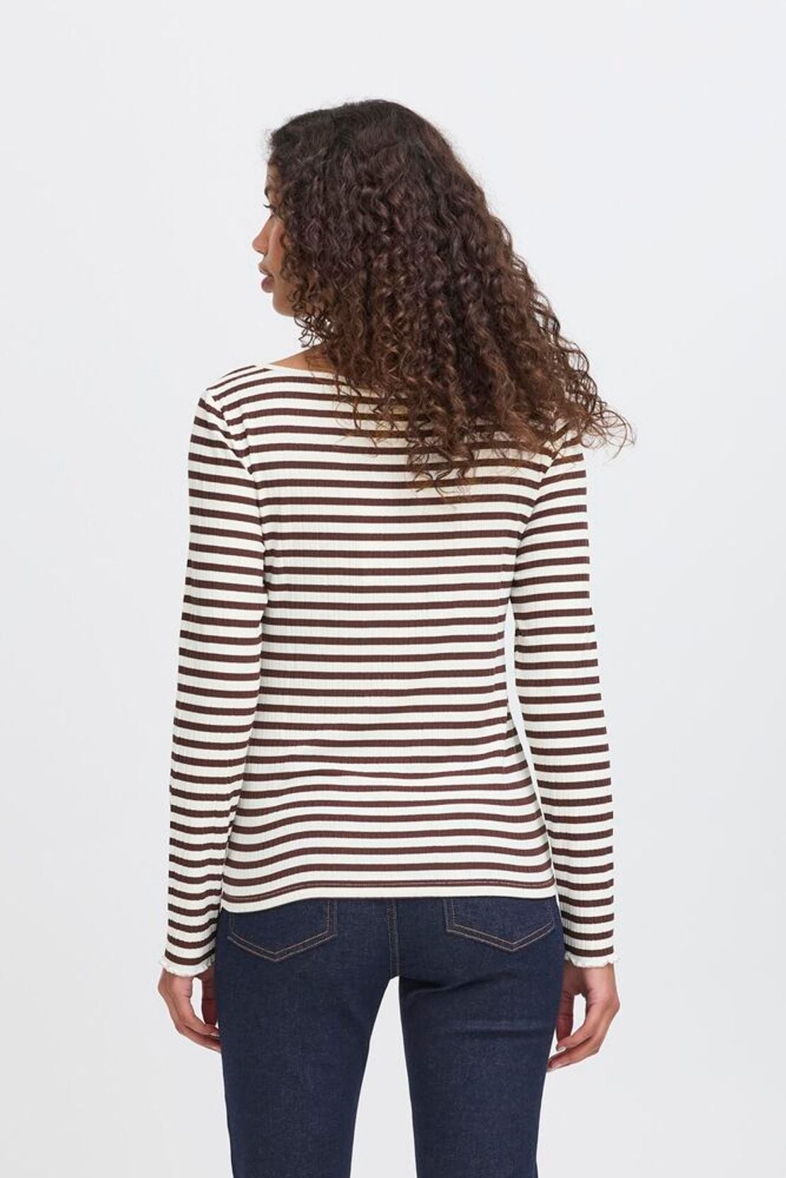 Timeless striped long sleeve top with modern silhouette, ICHI 