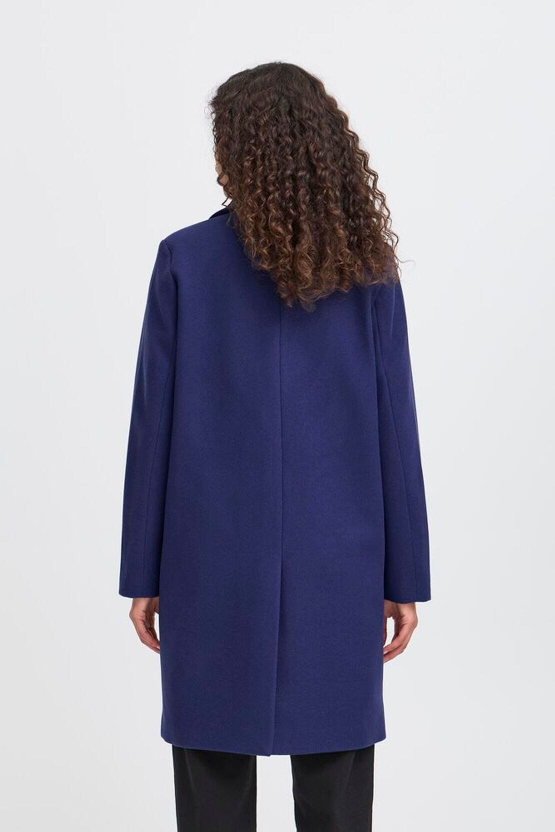 classic blue coat with pockets, women’s fashion, ICHI 