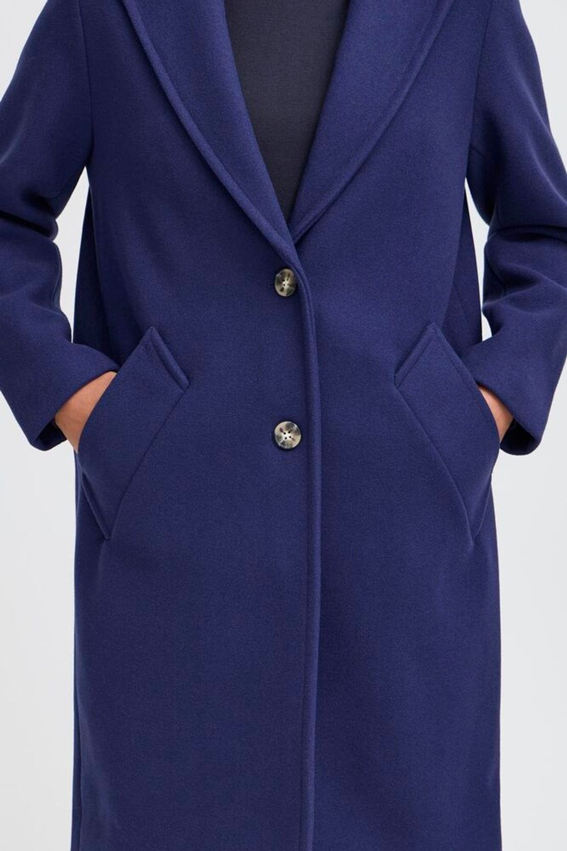 cobalt classic tailored coat women’s blue outerwear,  ICHI 