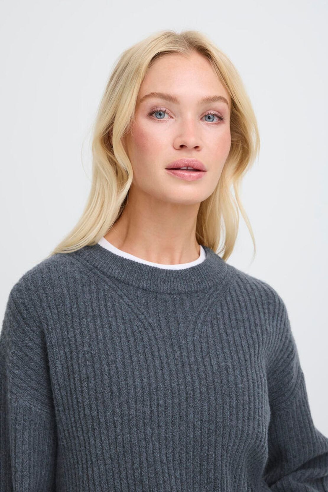 relaxed grey pullover, drop shoulder sweater womens