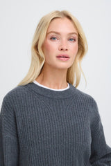 relaxed grey pullover, drop shoulder sweater womens