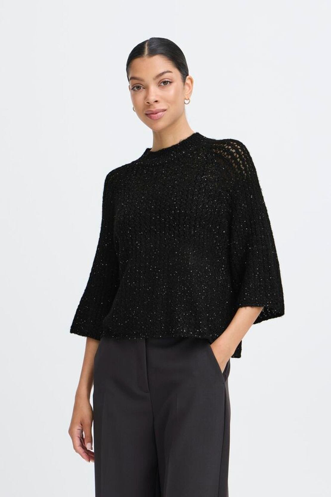 black sparkle knit sweater
