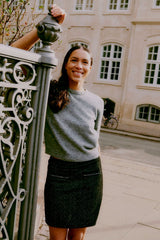 soft grey pullover top, chic casual sweater womens