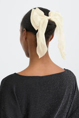 neutral hair bow, cream satin bow, minimal chic hair piece, delicate bow barrette