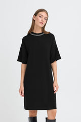 black knit shift dress