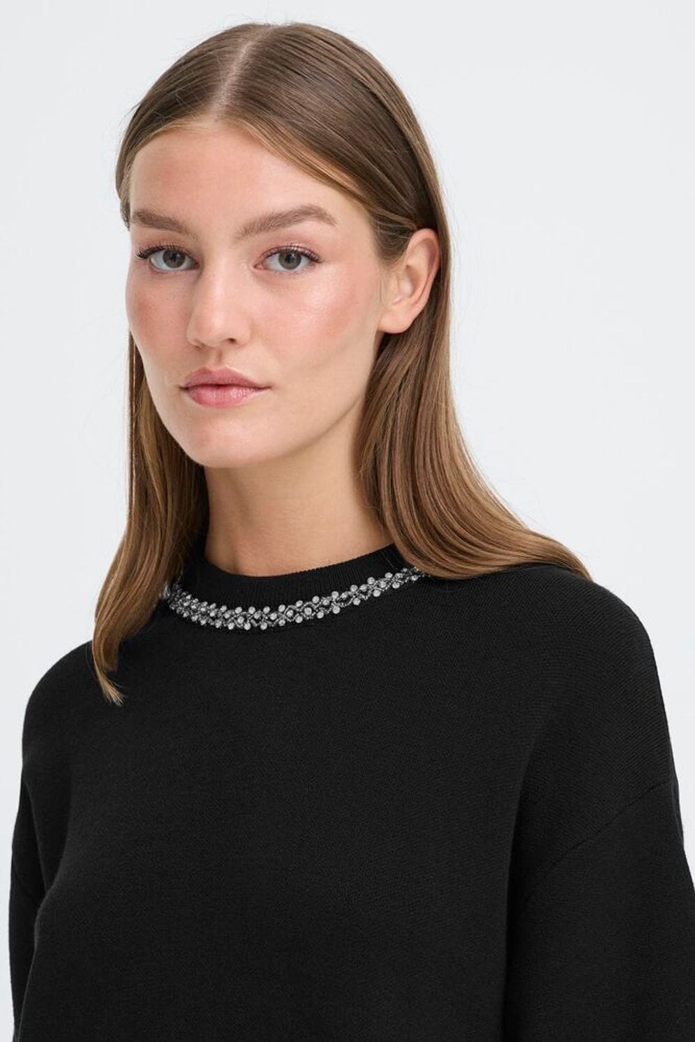 rhinestone neckline dress