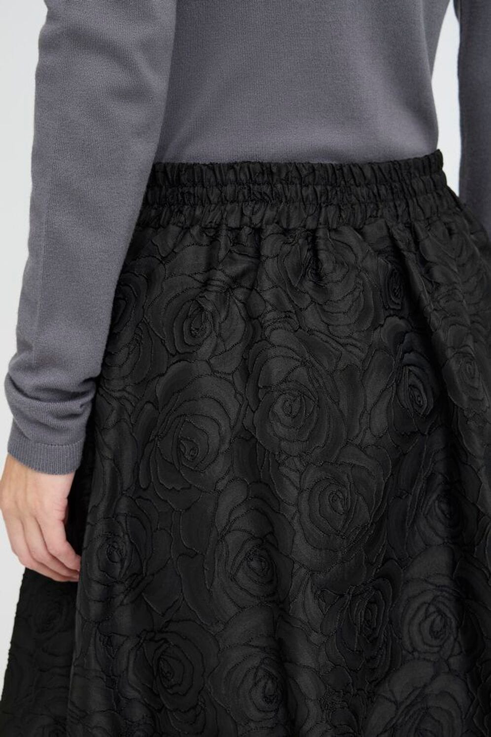 textured black skirt womens, elevated party skirt