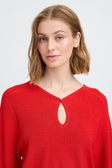 red knit top womens, keyhole neckline shirt