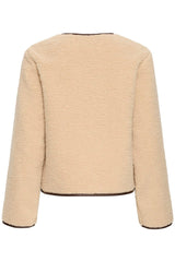 textured cropped jacket, neutral layering jacket