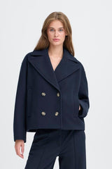 structured navy outerwear, navy fall winter jacket