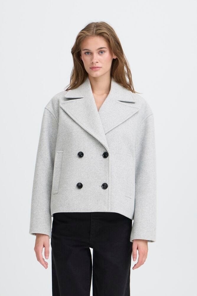 grey double breasted jacket, womens grey wool coat