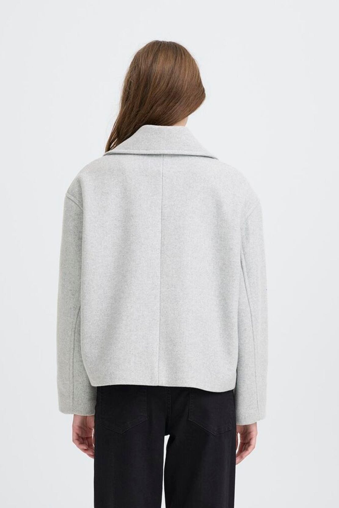 structured grey outerwear, soft grey fall jacket