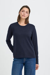 navy staple wardrobe piece, versatile navy top women